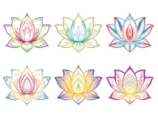 Collection of Sacred Lotus flower.  Vector illustration
