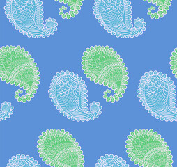 seamless pattern with Indian ornament. Turkish cucumber.