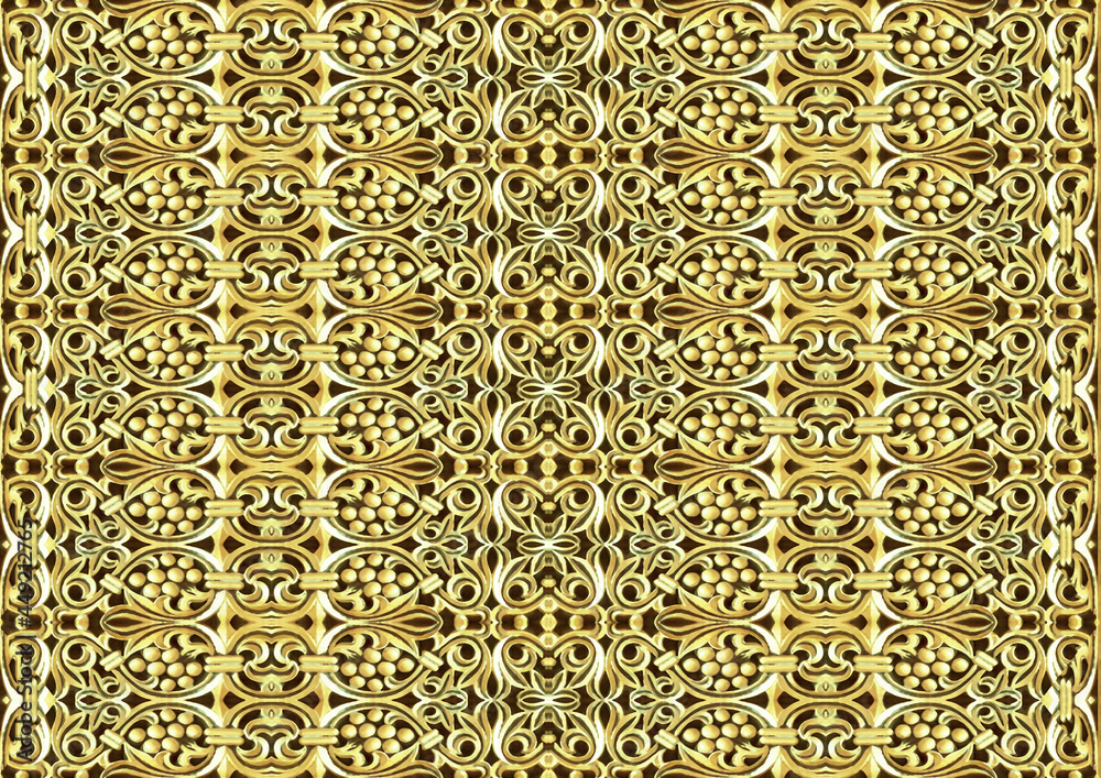 Wall mural Abstract Golden Ornate Seamless Pattern