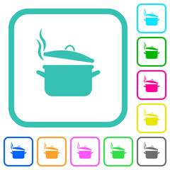 Steaming pot with lid vivid colored flat icons