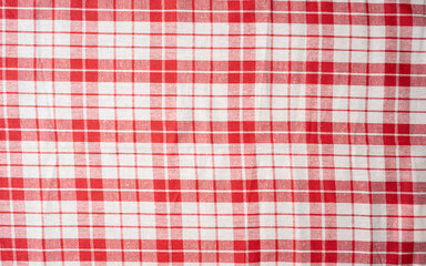 Texture of checked fabric , Red White tablecloth pattern, Plaid, for Background