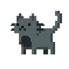 Cute kitten domestic pet pixel art - isolated vector illustration