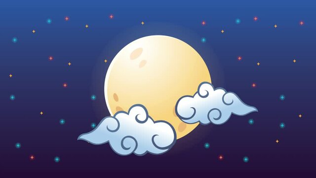 fullmoon night space scene animation