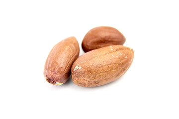 Obraz premium Peanuts isolated on white background. Shelled seeds
