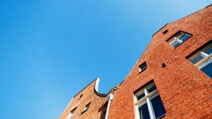 Houses in the dutch quarter in Potsdam, Germany. Details, panorama, 16 on 9