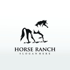 elegant iilustration horse ranch logo design