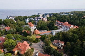 Obraz premium Aerial view of Svetlogorsk town, rissian baltic tourist centre in Kaliningrad