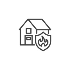 Home fire insurance line icon