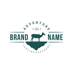 deer and grass silhouette logo design