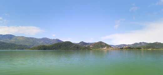 Boating on the beautiful Skadar Lake. Montenegro.