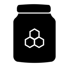 honey jar icon on white background. black jar of honey sign. sweet natural food symbol. flat style.