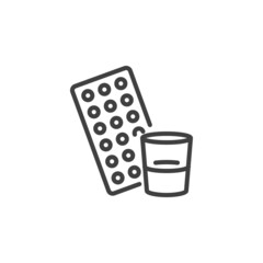 Medication cup line icon
