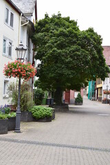 Fototapeta na wymiar Altstadtstraße in Diez mit Blumen
