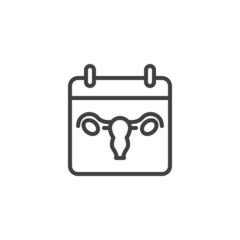 Menstruation cycle calendar line icon