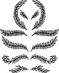 Obraz premium Set of hand drawn floral branches. Floral text dividers. Design element for greeting card, t shirt, poster. Vector illustration