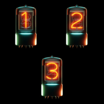 Cold cathode tube alphabet - digits 1-3