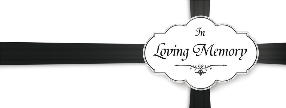 Loving Memory Obituary Emblem Black Ribbon Header