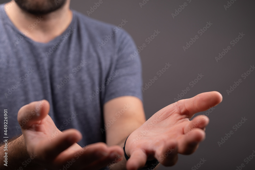 Poster empty open hand in closeup
