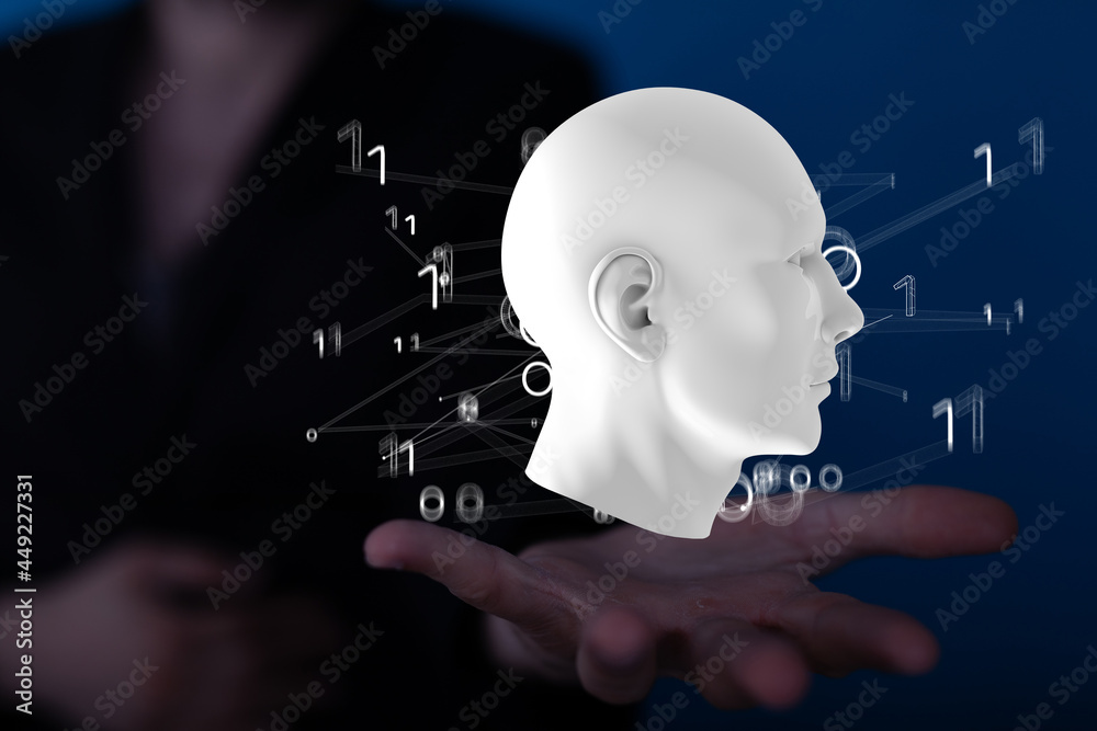 Poster Artificial intelligence. Technology web background. Virtual concept