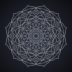 Round ornamental contour frame. Perfect for logo, oriental decoration, coloring books. Indian, Islam, Arabic motifs. Vector hand drawn illustration.