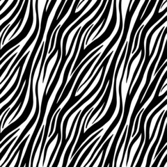 Fototapeta na wymiar Seamless zebra print pattern on white background. Animal skin print texture. Vector flat illustration.