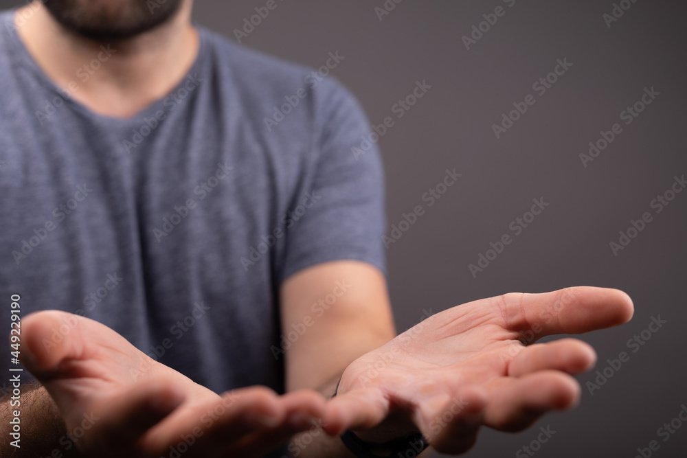 Poster empty open hand in closeup