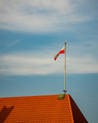 Flaga na Zamku Królewskim w Warszawie, mazowiecki - obrazy, fototapety, plakaty
