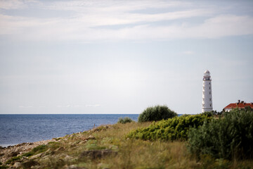 Fototapeta na wymiar landscape of the lighthouse and the sea by day