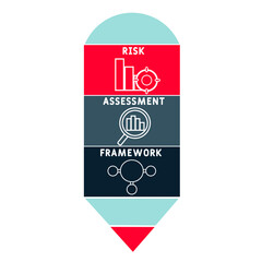 RAF - Risk Assessment Framework acronym. business concept background.  vector illustration concept with keywords and icons. lettering illustration with icons for web banner, flyer, landing 