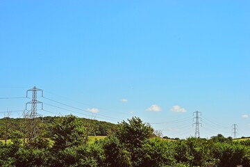 Fototapeta premium Electricity towers with power lines