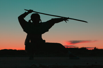 Fototapeta na wymiar silhouette of a soldier