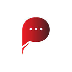 Letter P Logo With Red Speech Bubble Chat Talk Icon isolated on White Background. Flat Vector Design Template Element for Web and Social Media Resources.