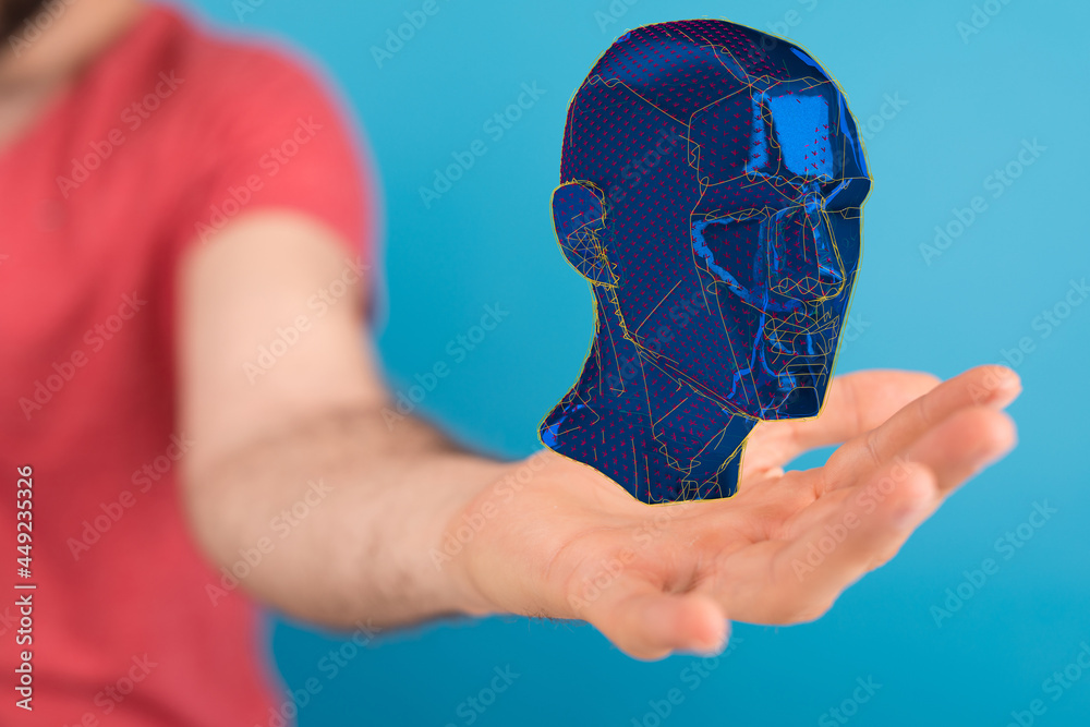 Poster human head and brain.deep learning , machine learning and artificial intelligence , ai technology,