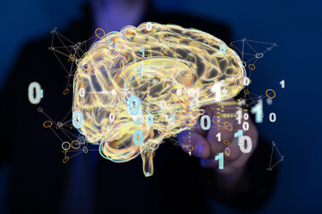 Human brain activity with plexus lines.. External cerebral connections in the frontal lobe.