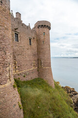 Fototapeta na wymiar Fort-la-Latte castle walls by the sea at Cape Frehel and near Saint-Malo, Plevenon peninsula, French Brittany. France
