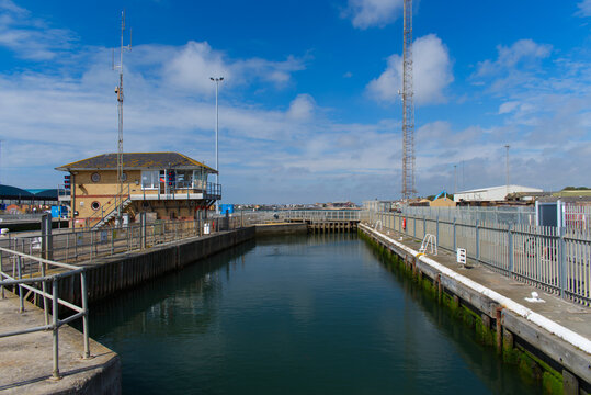 Photo of the lock entrance to the Southwick Ship Canal system in West Sussex Southern England.