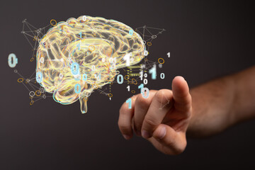 Human brain activity with plexus lines.. External cerebral connections in the frontal lobe.