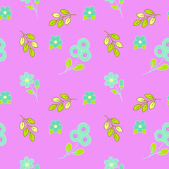 Seamless floral pattern. Flowers and leaves, folk style for textile, wallpaper and wrapping