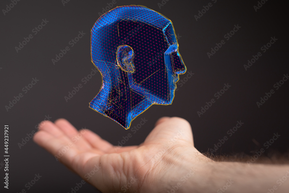 Poster human head and brain.deep learning , machine learning and artificial intelligence , ai technology,