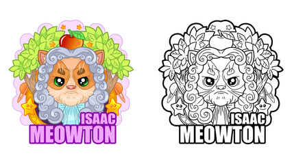 cartoon cute cat scientist, funny illustration