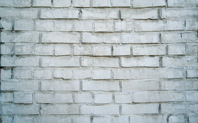 White grunge brick wall background. Cracked White Brick Wall. White Stone Wall.