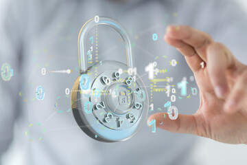 Security Shield concept, data protection. Shield with dots and lines connectio