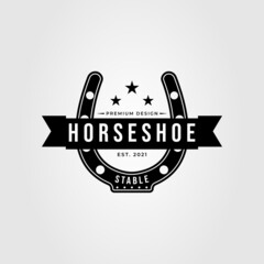 vintage horseshoe logo. horse stable icon vector illustration design