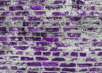 Purple dirty brick wall with scratch of rural building
