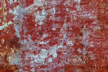 An old rusty sheet of iron. Red Abstract