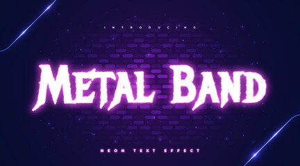 Metal Band Editable Text with Glowing Neon Effect