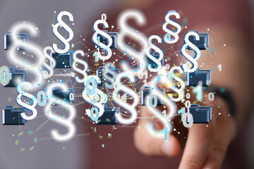 Lawyer and advocate on-line law services concept.