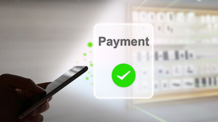 Payment with a smartphone using an online payment service in a store, consumer, online banking,...