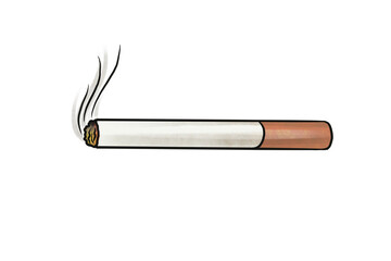 drawing cigarette isolated at white background, hand drawn illustration