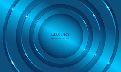 Luxury metallic blue 3d abstract concept geometric background with circles and lights. 3d iron blue rounds. Vector illustration.